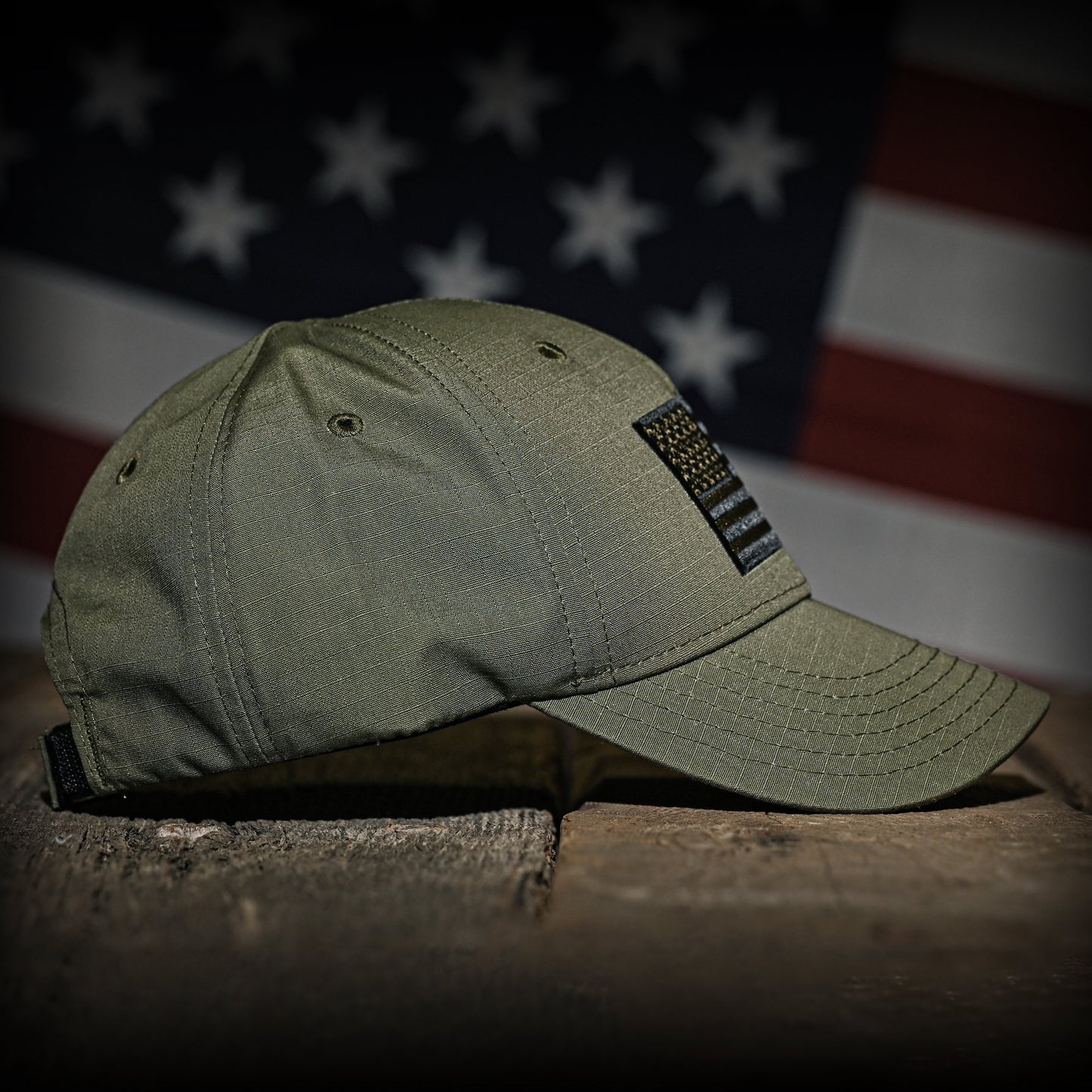 Ranger Green Ripstop Full Fabric American Flag Hat